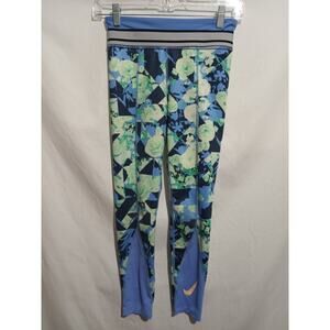 Nike Dri-FIT Girls Size M Blue And Green Floral Workout Leggings
